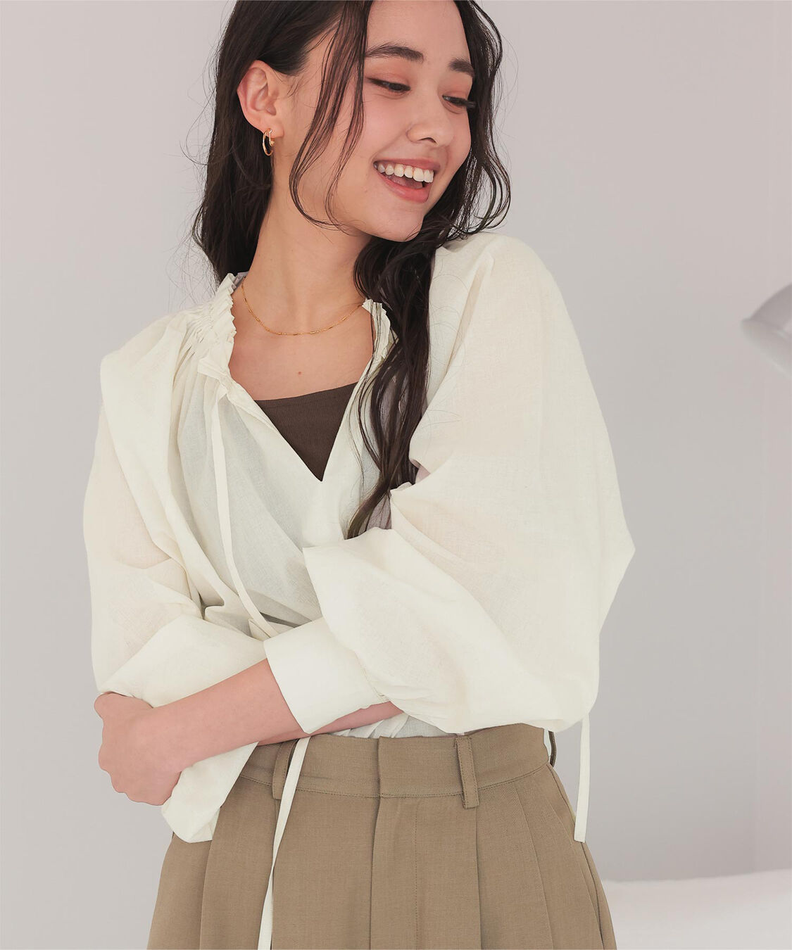 titivate「リボン付きAラインギャザーブラウス」|シャツ・ブラウス|