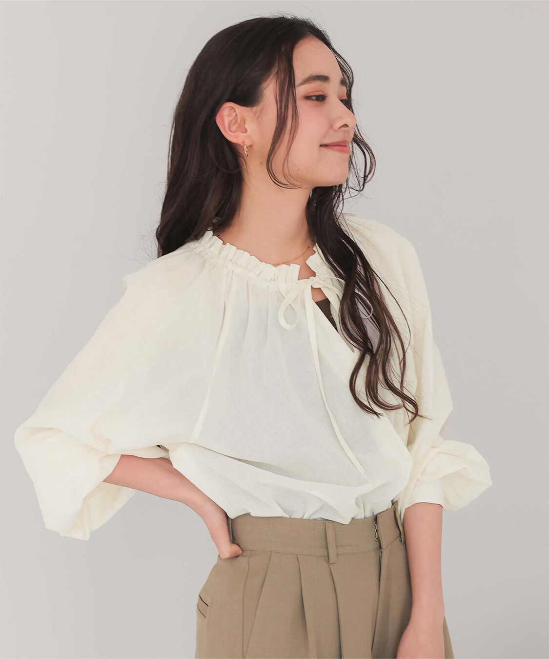 titivate「リボン付きAラインギャザーブラウス」|シャツ・ブラウス|