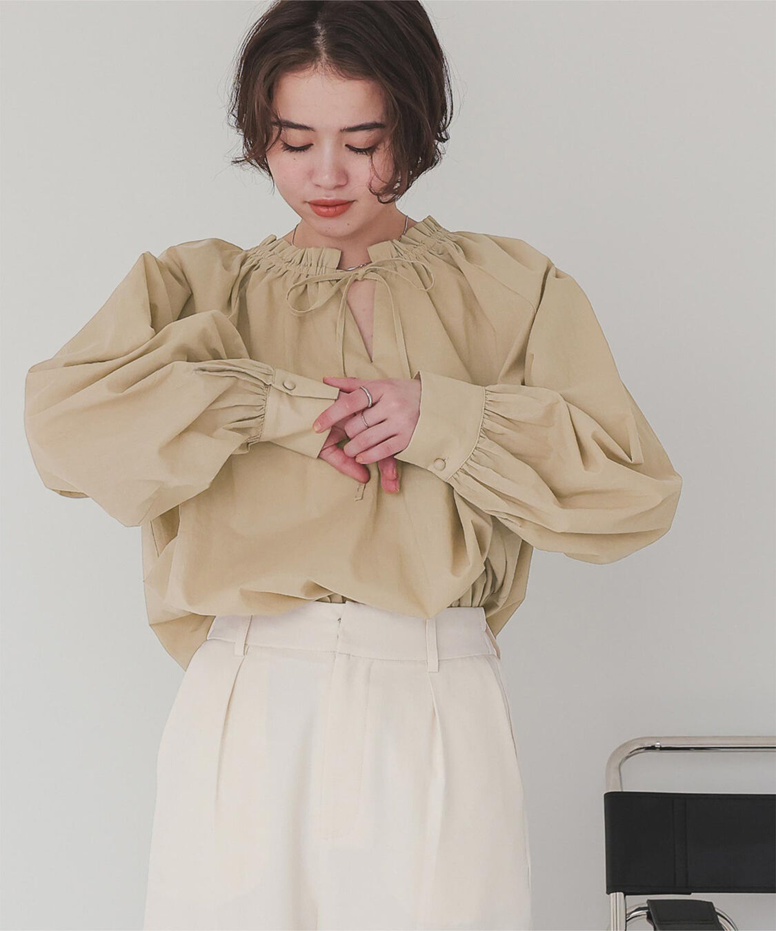 titivate「リボン付きAラインギャザーブラウス」|シャツ・ブラウス|