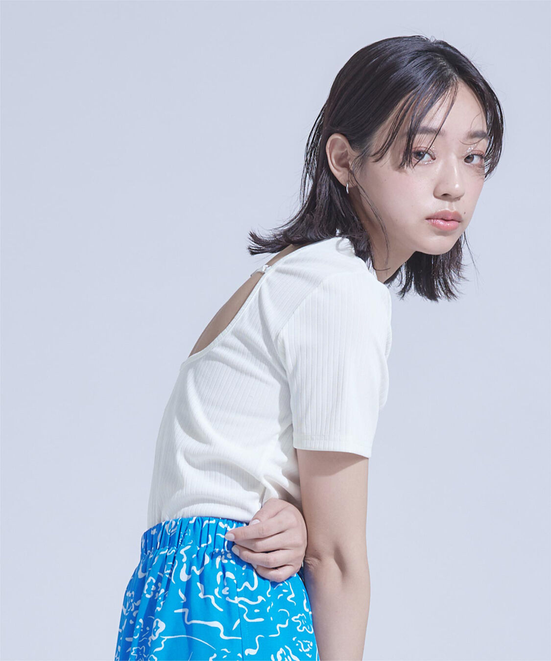 miette「バックオープンリブトップス」|Tシャツ・カットソー|