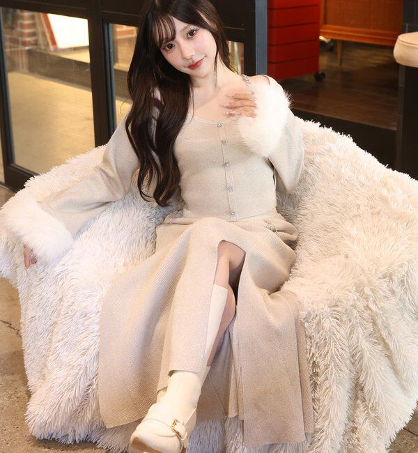  「スリット入りニットスカート」|スカート|