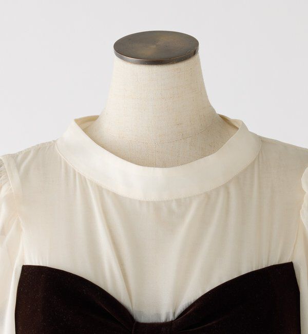  「ベロアリボン異素材ロングワンピース」|ワンピース|