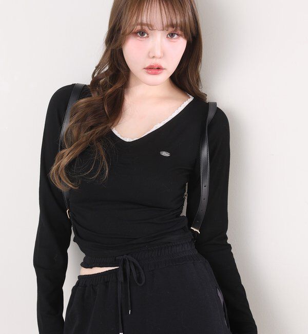  「プレート付きフロントギャザートップ」|プルオーバー|