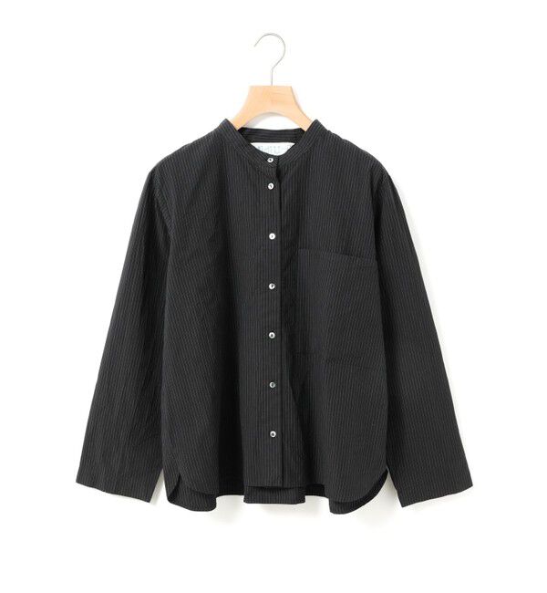 MidiUmi「MidiUmi ビッグポケットシャツ」|シャツ・ブラウス|ブラックストライプ
