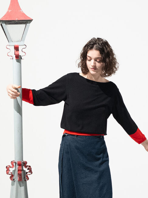 Lugnoncure「配色ニットプルオーバー《2025spring catalog item》」|ニット・セーター|ネイビー