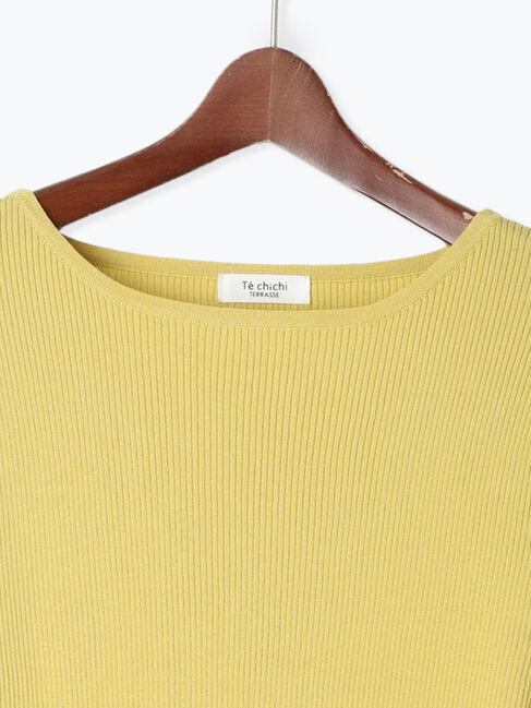 Te chichi TERRASSE「ボートネックハーフスリーブリブニット」|ニット・セーター|