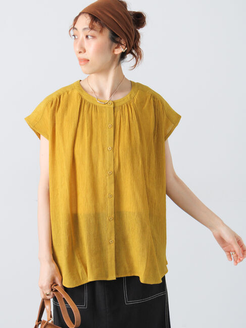 Lugnoncure「楊柳フレンチスリーブブラウス」|シャツ・ブラウス|イエロー