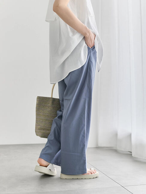 Samansa Mos2 blue「【接触冷感】ワイドイージーパンツ」|その他|