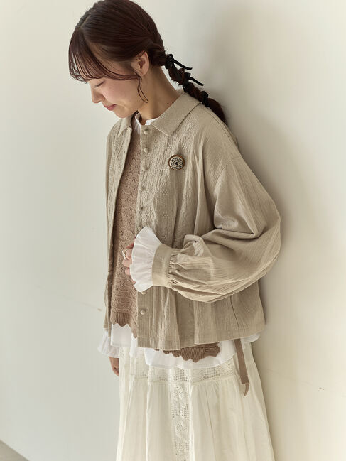 Samansa Mos2「【Cross&times;Staff】ブローチ付シャツジャケット」|その他|