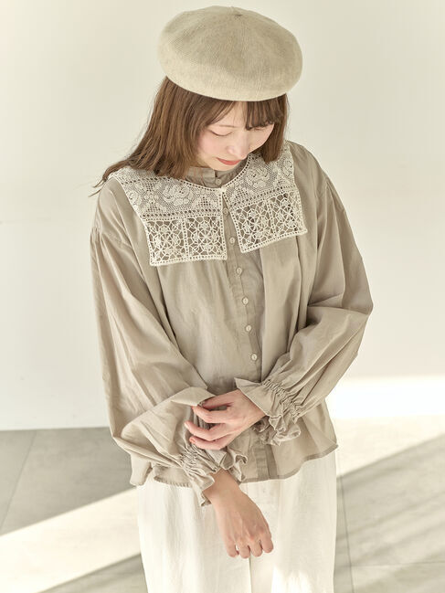 Samansa Mos2「【Cross&times;Staff】レース襟付きブラウス」|シャツ・ブラウス|