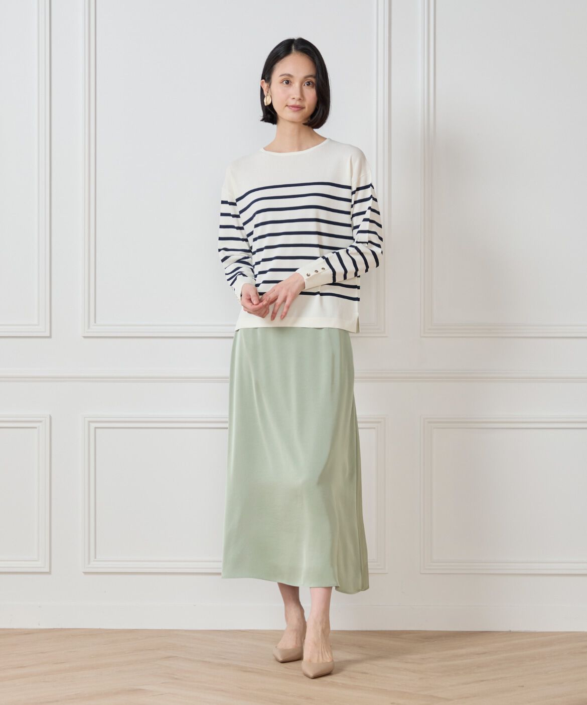 7-IDconcept.「《大きいサイズ》ボーダーニットプルオーバー」|ニット・セーター|