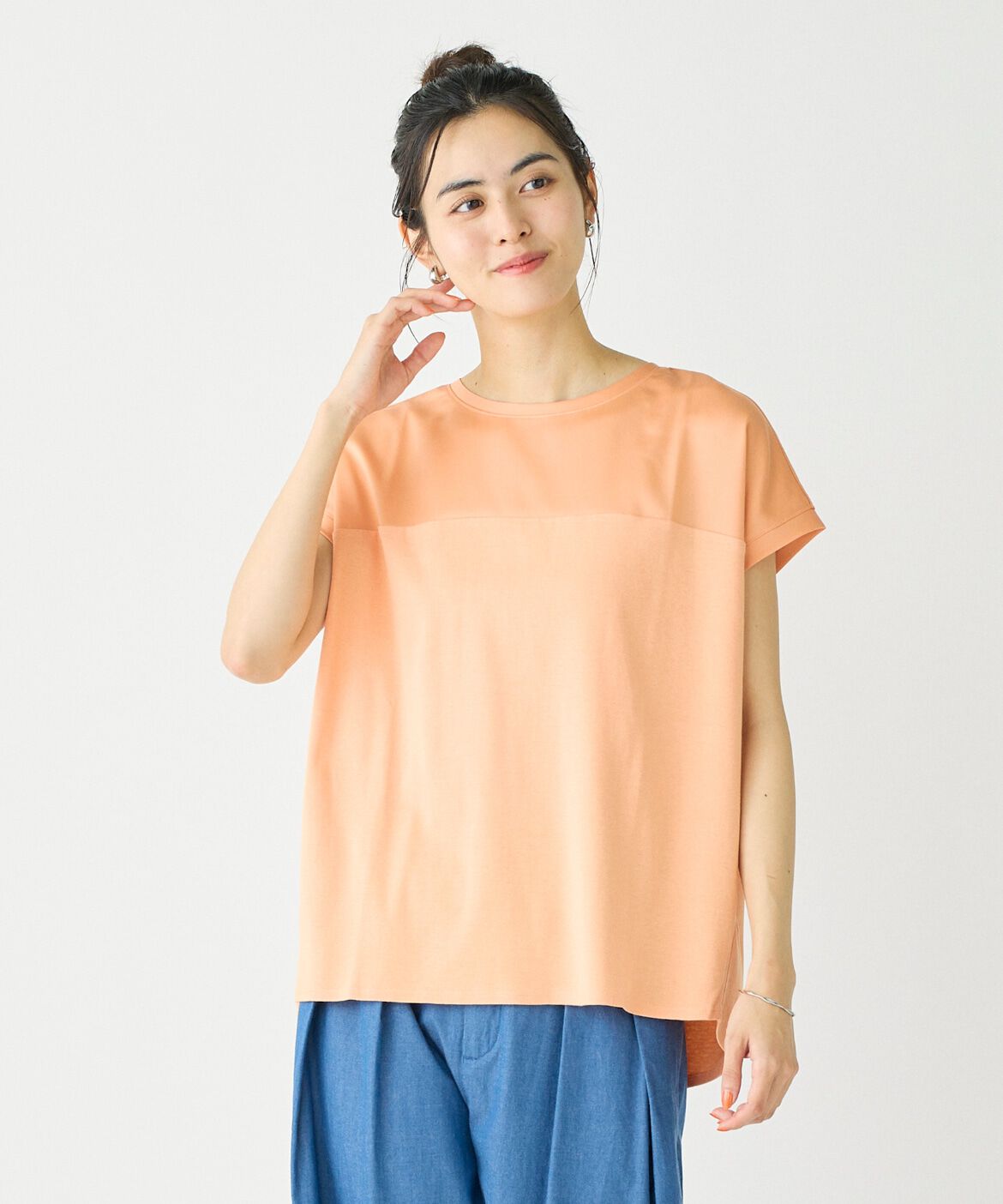 DAY by DAY it&rsquo;s international「サテン切り替えドルマンプルオーバー《スビン綿MIXフライス》」|タンクトップ|オレンジ1