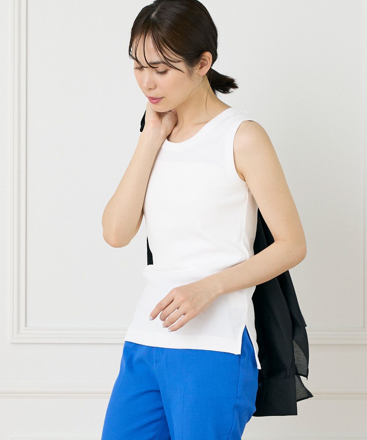 INED「コットンリブタンクトップ《YVON》」|タンクトップ|オフホワイト1