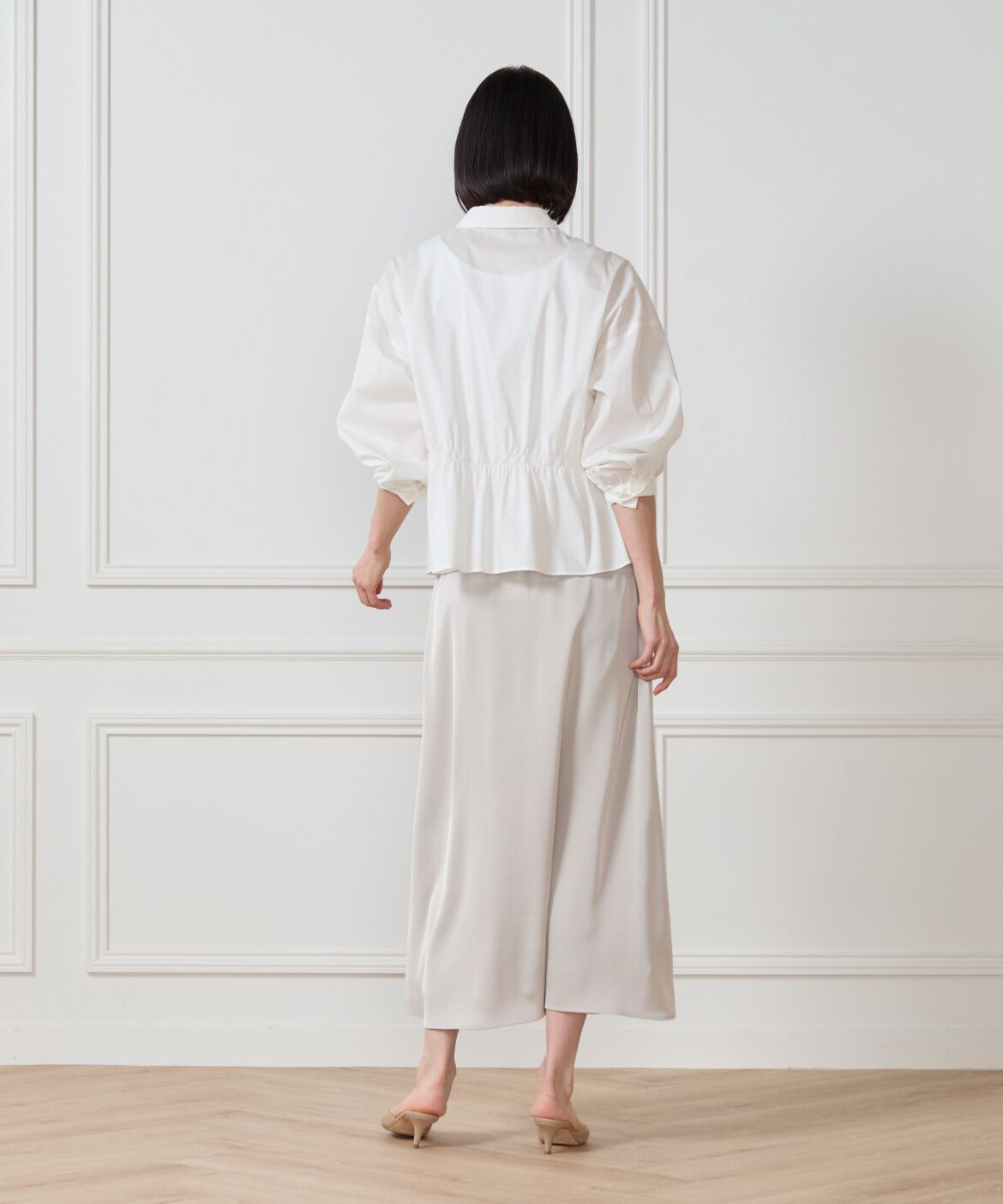 7-IDconcept.「《大きいサイズ》サテンナローセミフレアスカート」|スカート|