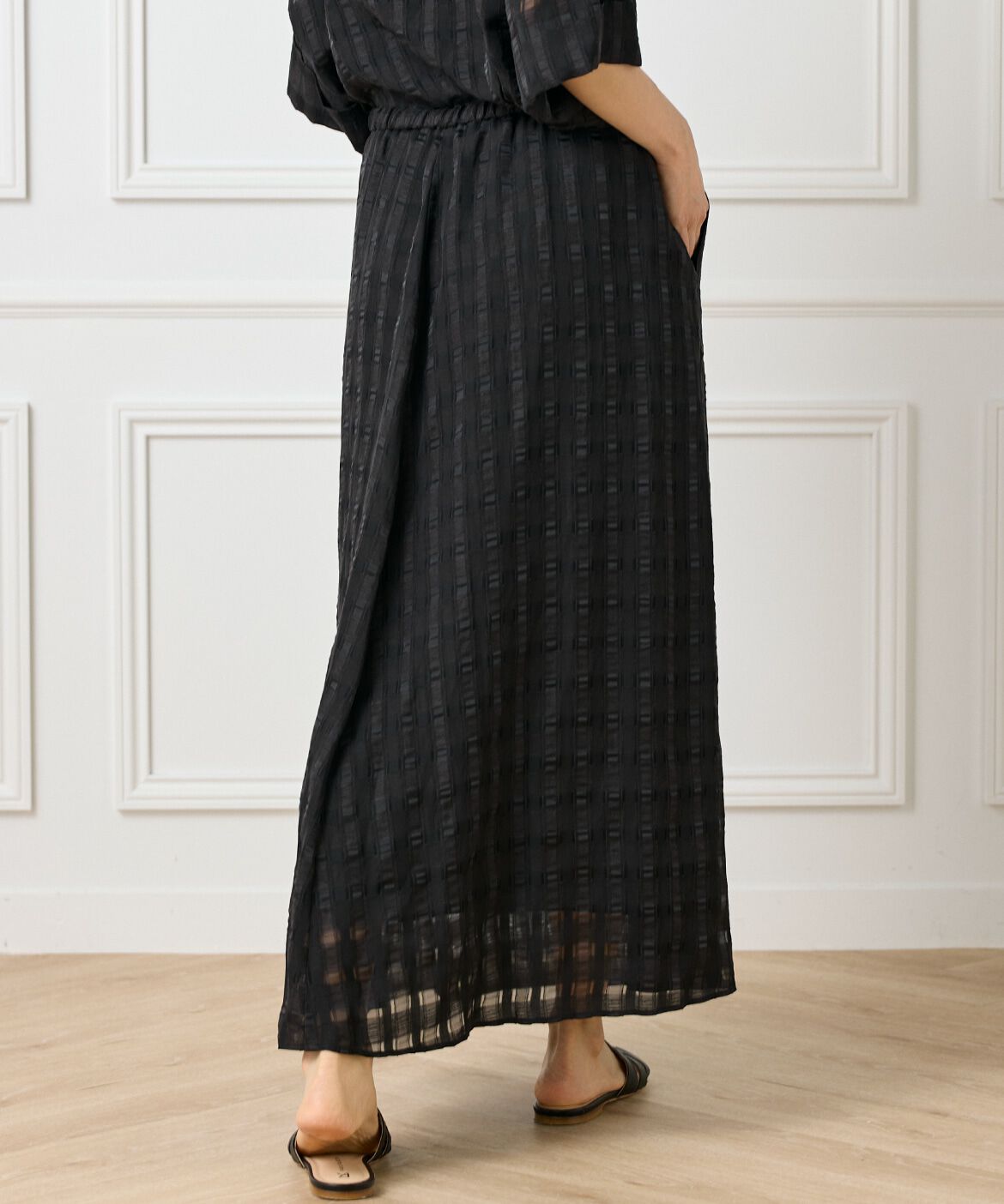 INED「シアーチェックバイアススカート」|フレア|