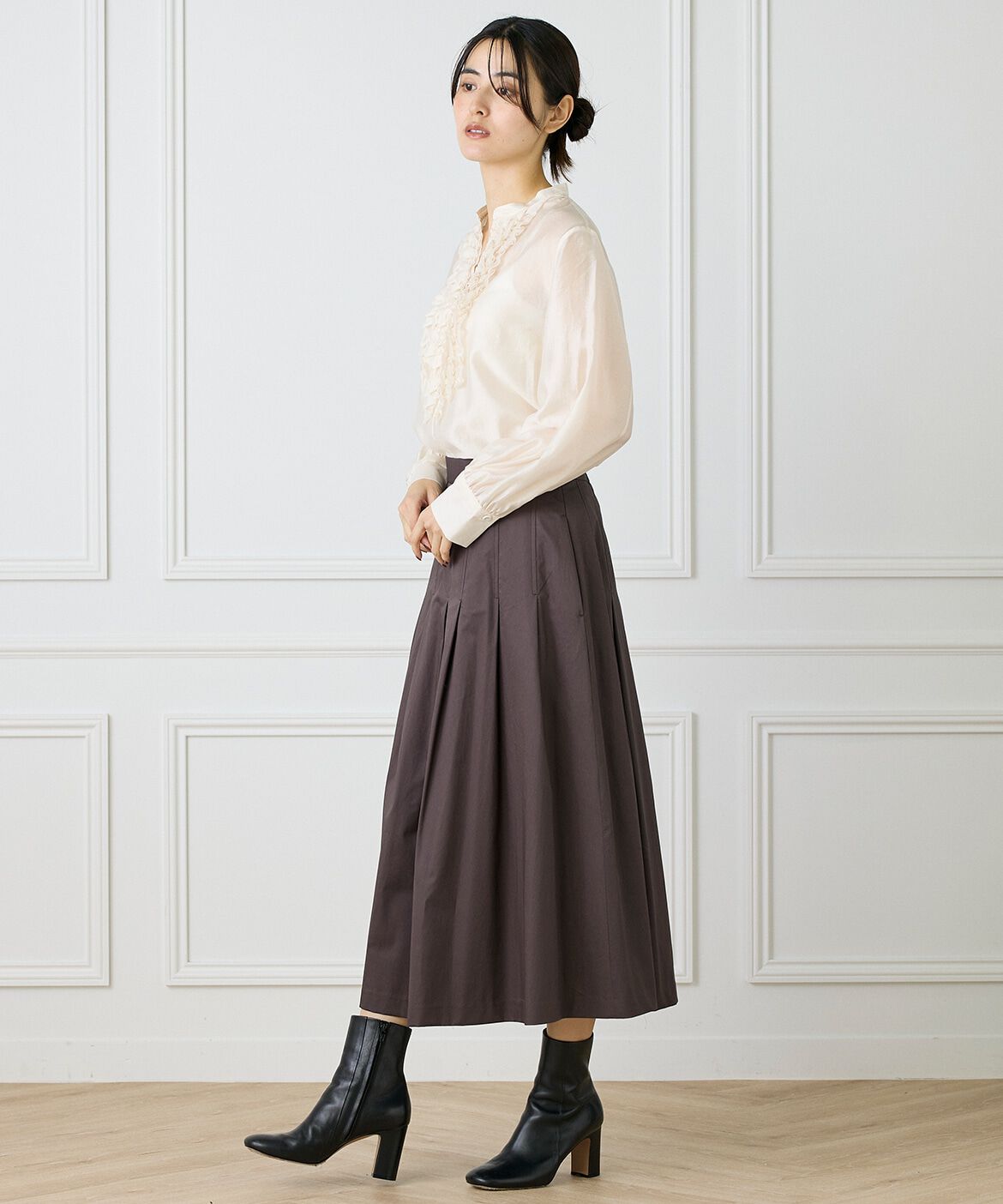 INED「《大きいサイズ》ラッフルブラウス」|シャツ・ブラウス|