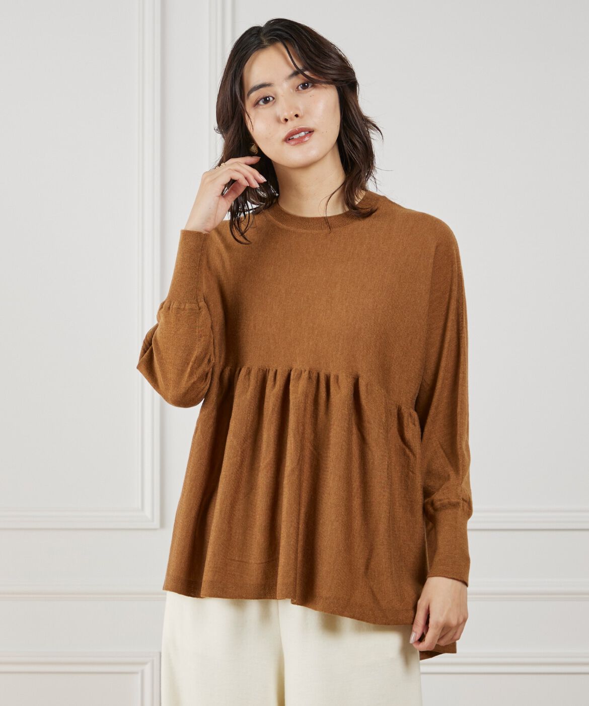 Le Souk「《大きいサイズ》ヘムギャザーニットプルオーバー」|ニット・セーター|キンチャ5