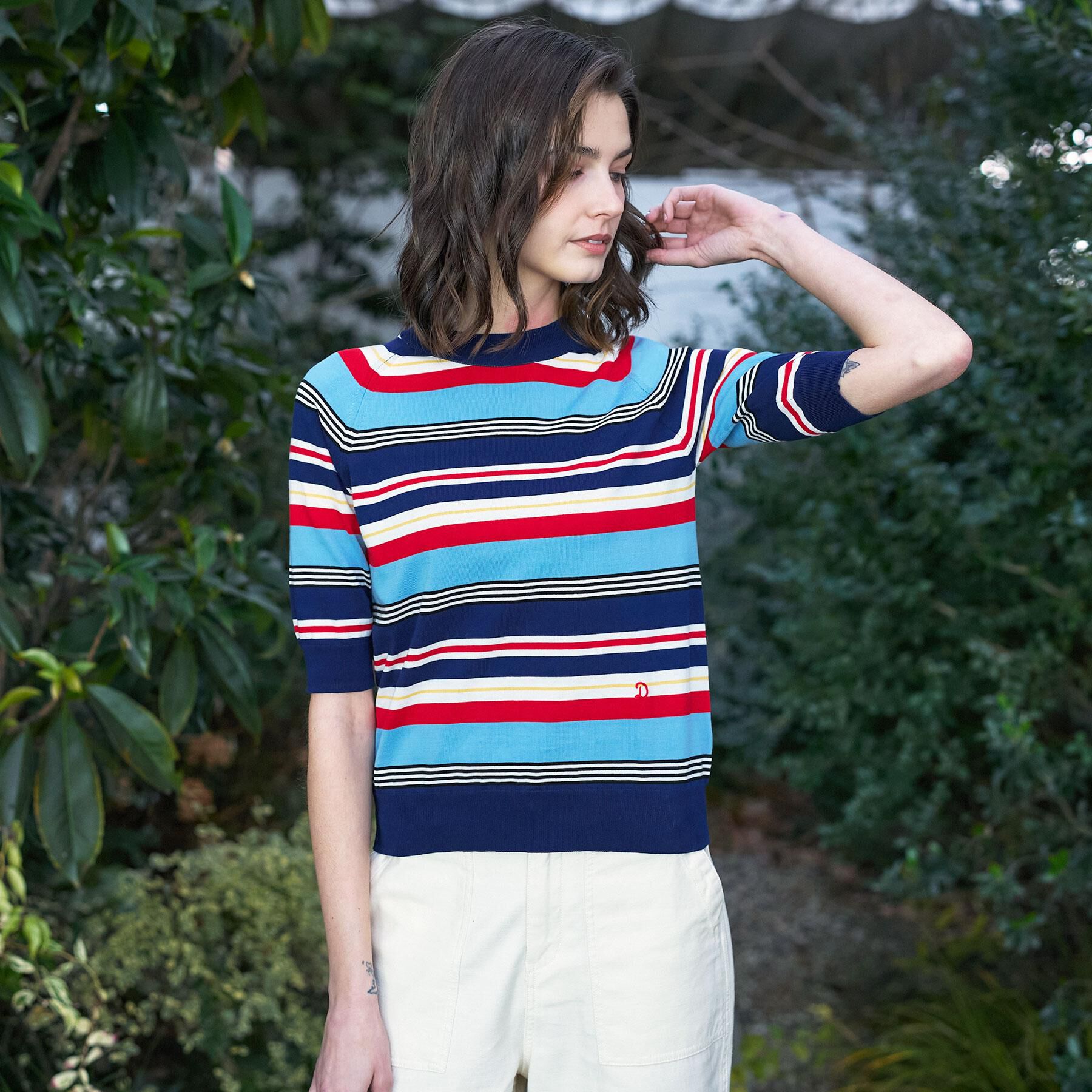 DRESSTERIOR「コットンシルクマルチボーダーニット」|ニット・セーター|