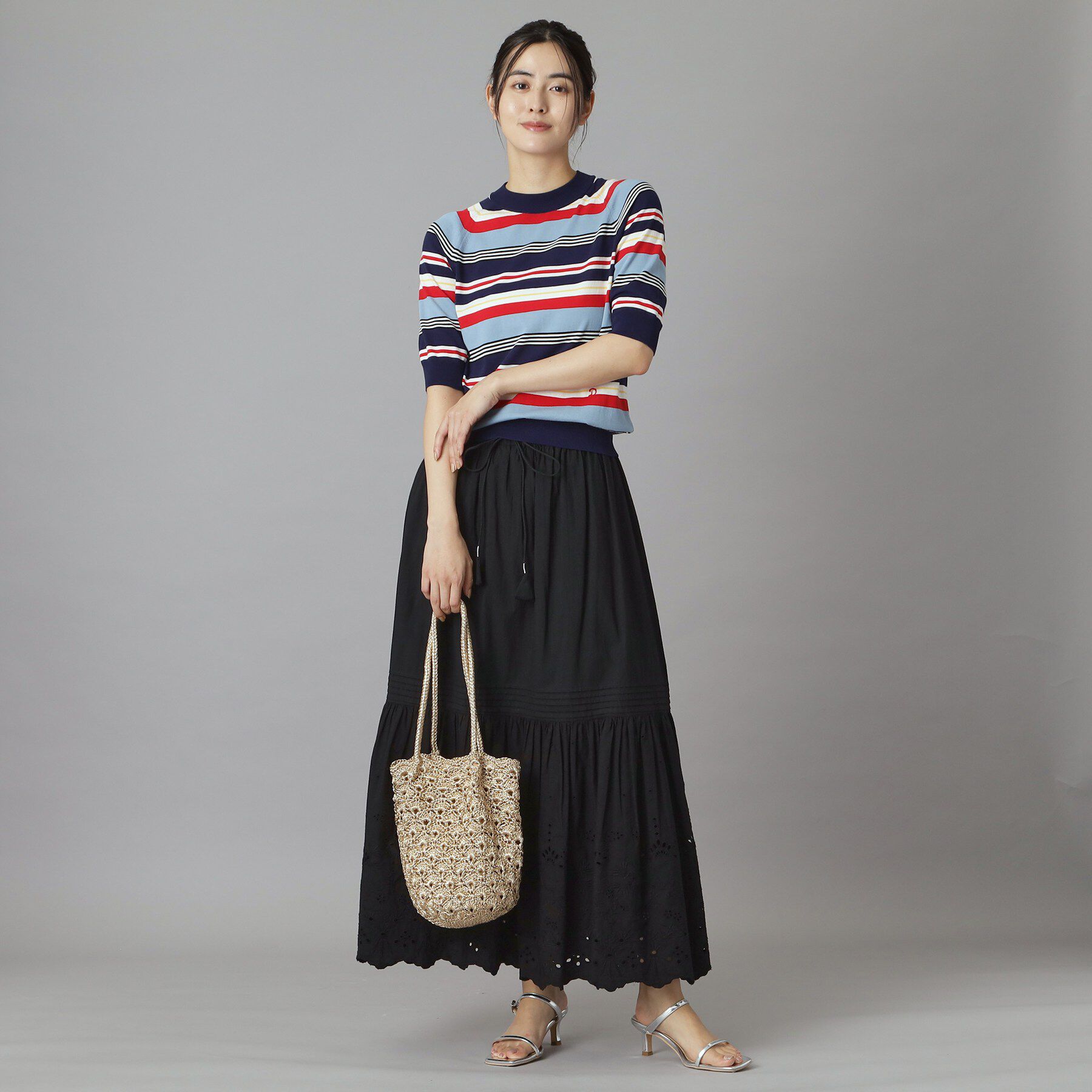 DRESSTERIOR「コットンシルクマルチボーダーニット」|ニット・セーター|