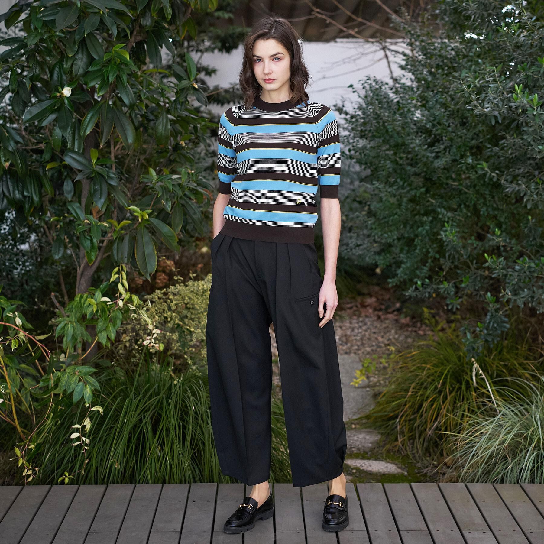 DRESSTERIOR「コットンシルクマルチボーダーニット」|ニット・セーター|