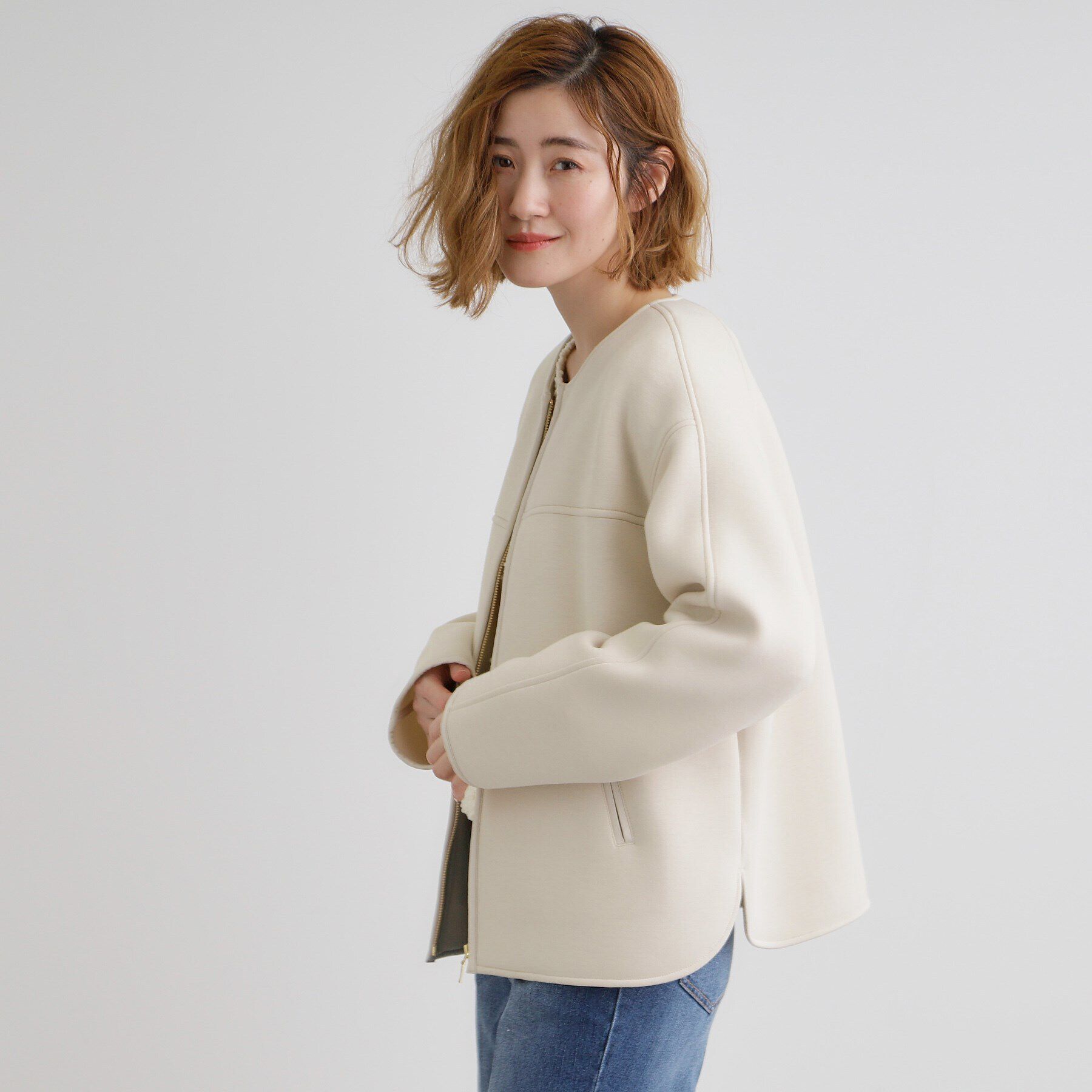 grove「ダンボールジャージパイピングブルゾン」|ブルゾン・スタジャン|