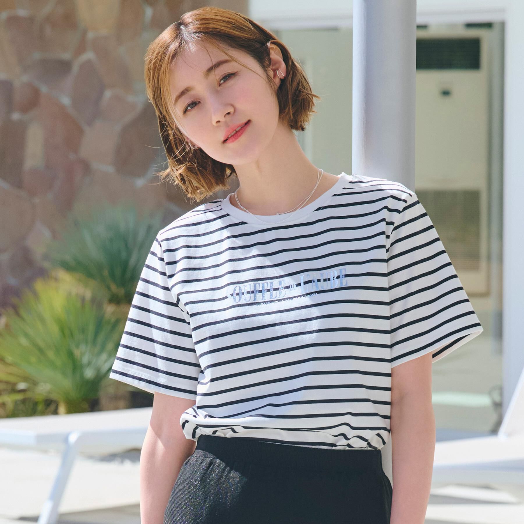 grove「【UVカット・接触冷感】ベーシックロゴTシャツ」|Tシャツ・カットソー|ボーダー(303)