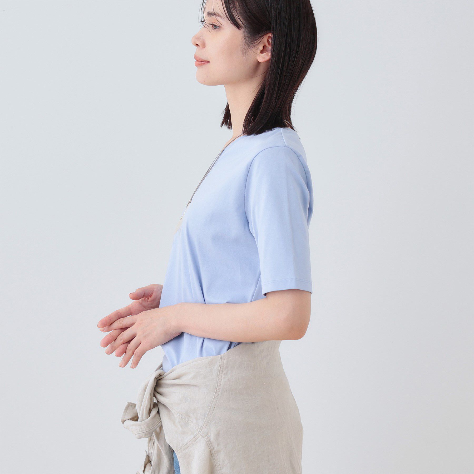 INDIVI「【洗える】シンプルVネックTシャツ」|Tシャツ・カットソー|