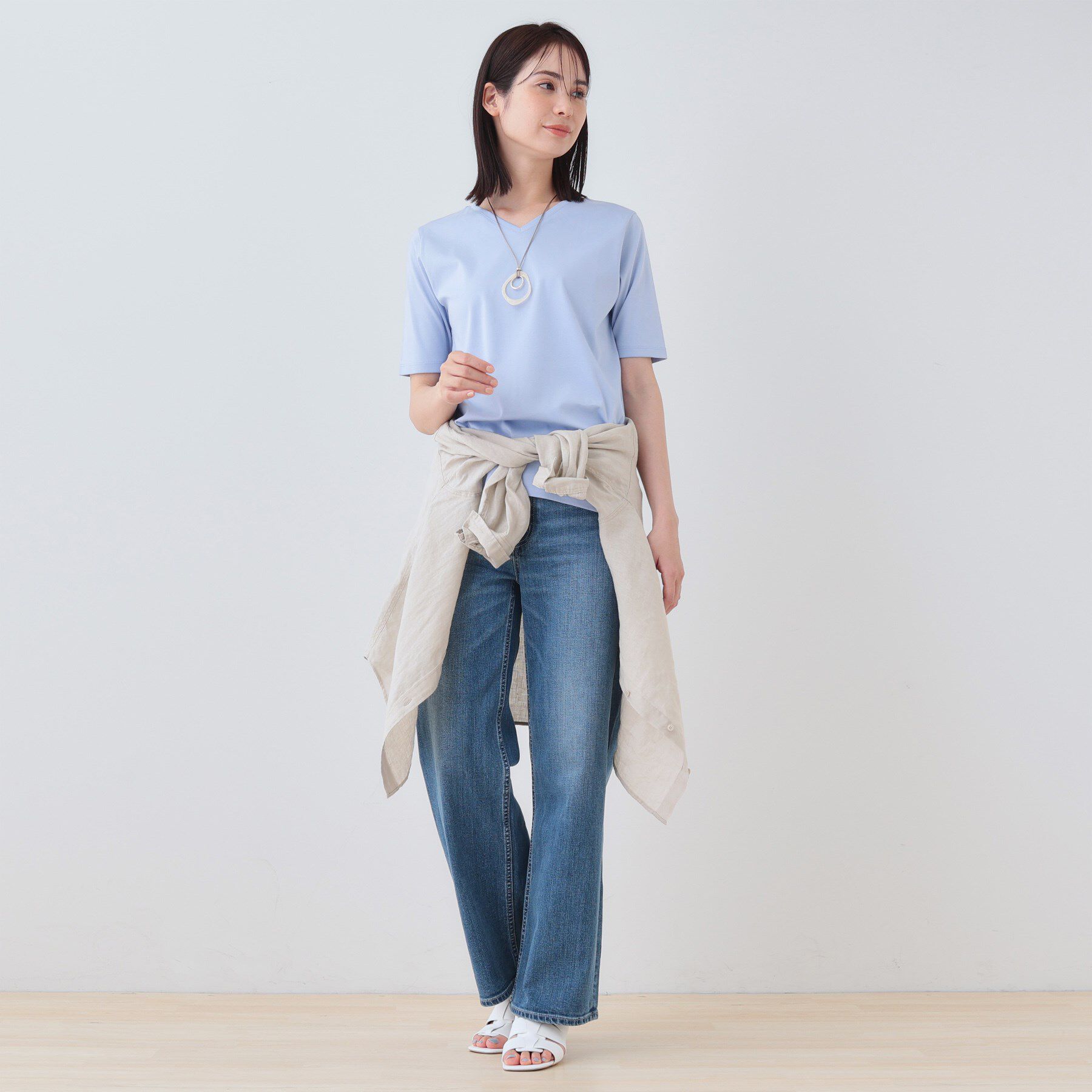 INDIVI「【洗える】シンプルVネックTシャツ」|Tシャツ・カットソー|