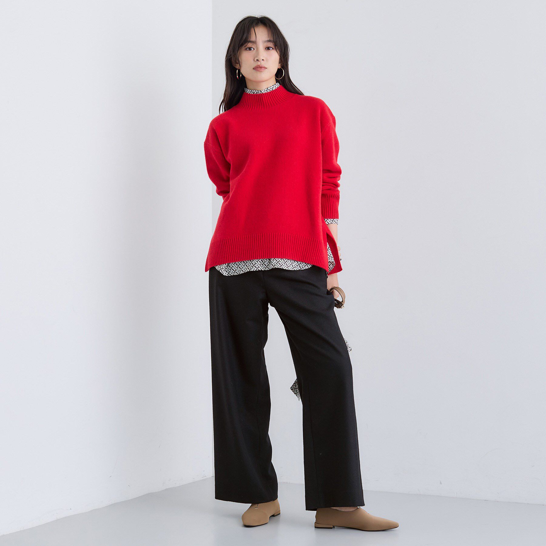 INDIVI「【褒められパンツ／ウール混】ウォームウール ワイドパンツ」|その他|