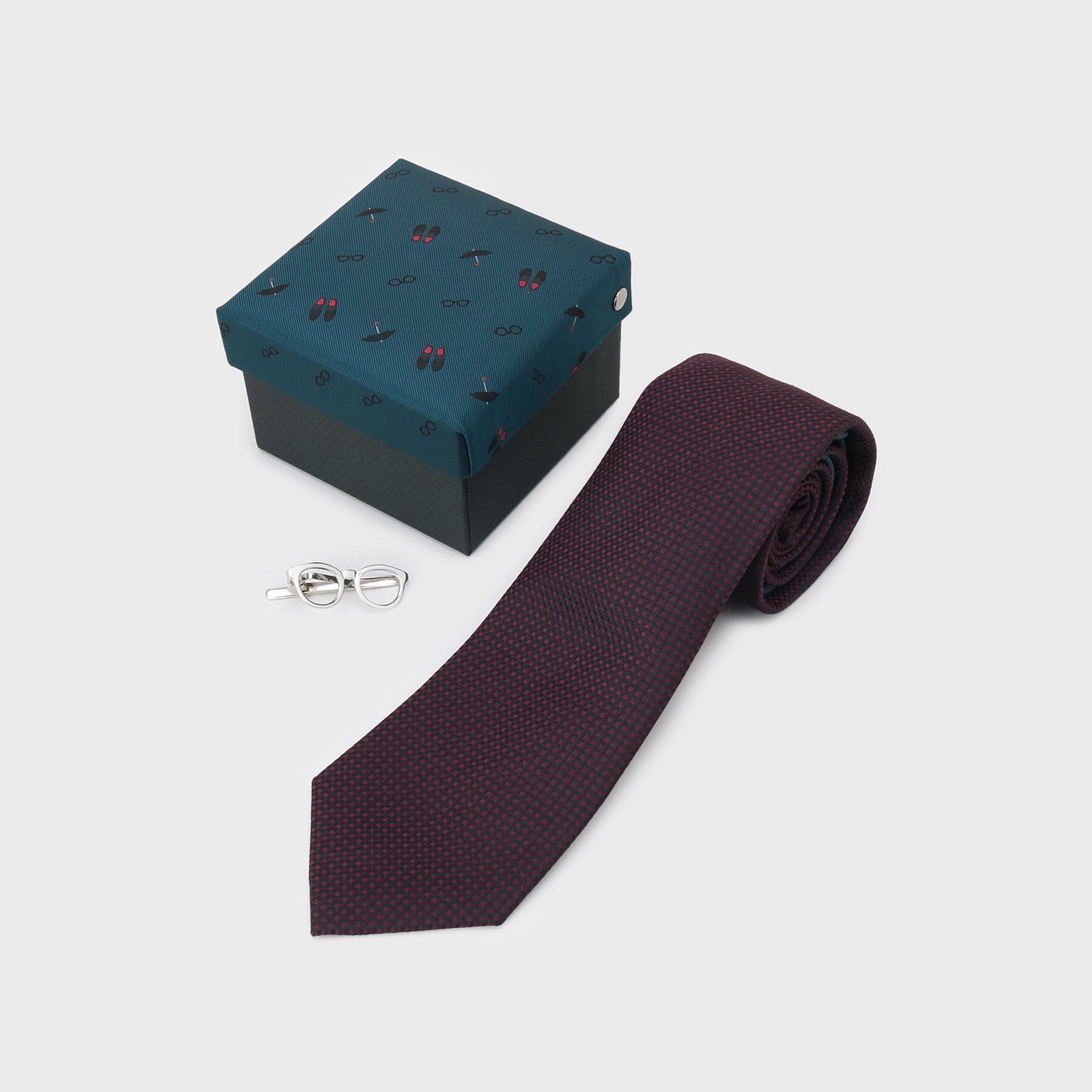 TAKEO KIKUCHI「【BOXセット】バスケットムジチェンジネクタイ&times;眼鏡型タイバー」|ネクタイ・蝶ネクタイ|
