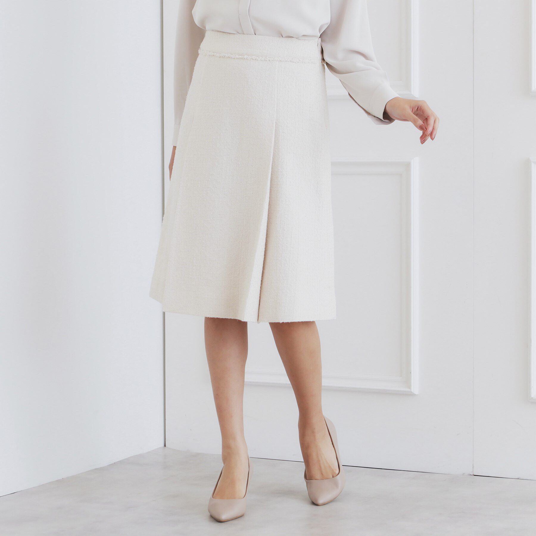 index「＜通勤・セレモニー/セットアップ対応＞Aラインツイードスカート【洗える】」|スカート|グレージュ(050)
