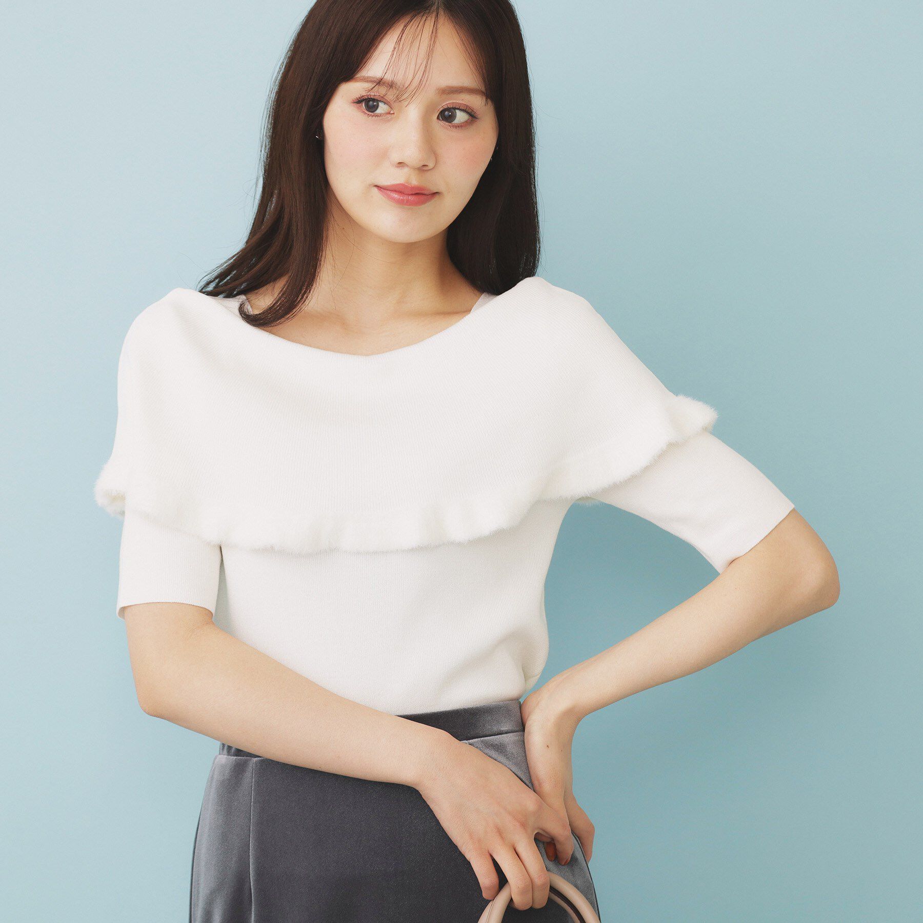 index「ファーフリルケープニット【洗濯機洗い可】」|ニット・セーター|