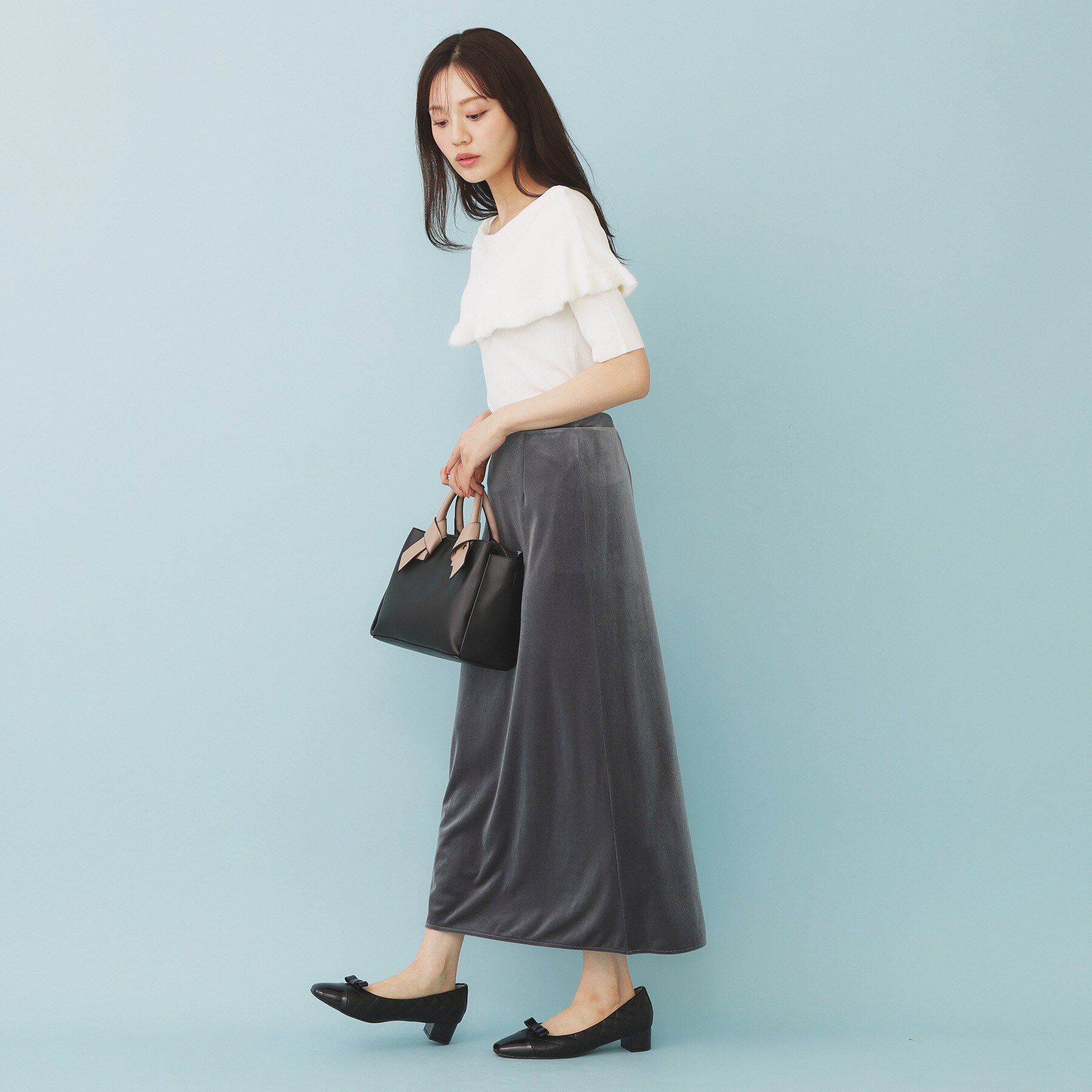 index「ファーフリルケープニット【洗濯機洗い可】」|ニット・セーター|