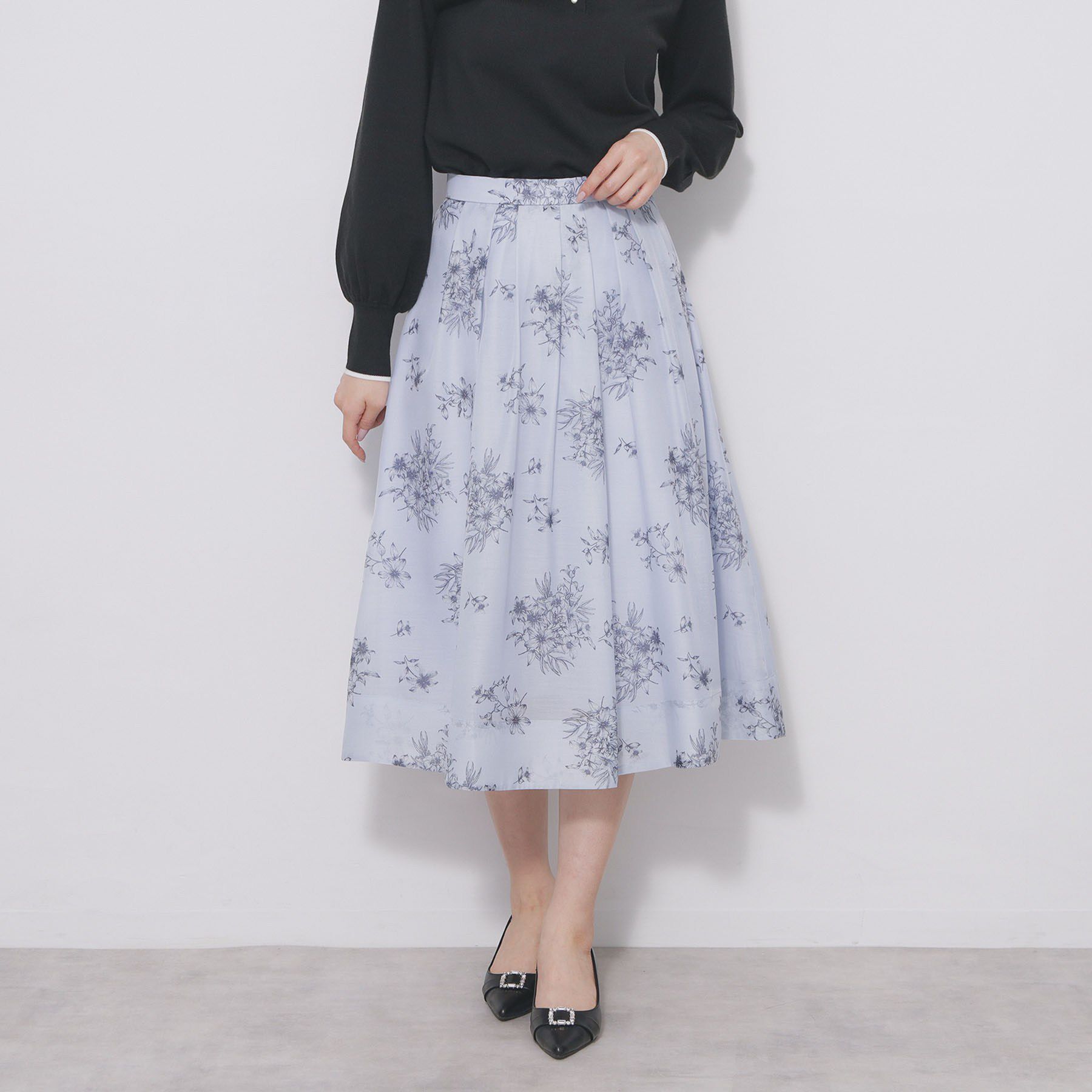 index「オーガンジーフラワーフレアスカート【洗濯機OK/イージーアイロン】」|スカート|