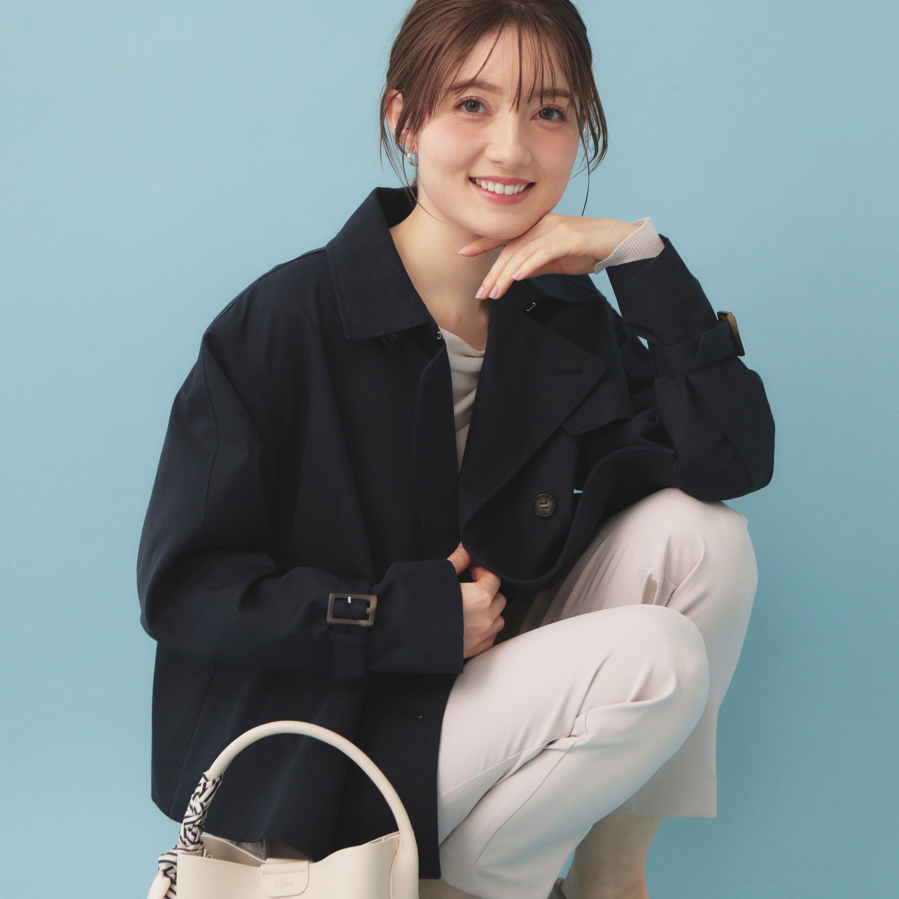 index「キャンディスリーブショートトレンチコート【洗濯機OK/撥水/防花粉】《5col》」|トレンチコート|ネイビー(894)