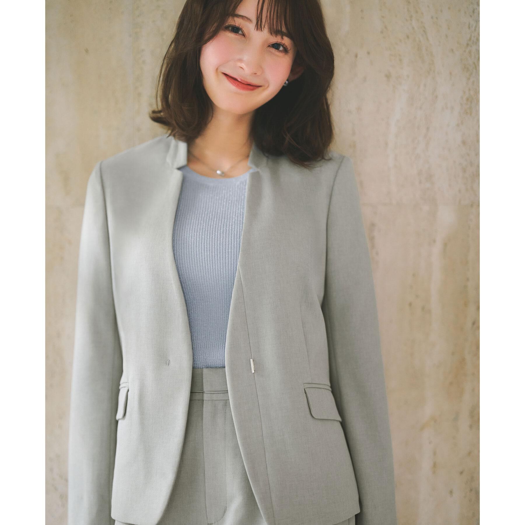 index「ノーカラージャケット/セットアップ対応可【洗える/接触冷感/吸水速乾/防シワ/ストレッチ】」|ノーカラージャケット|