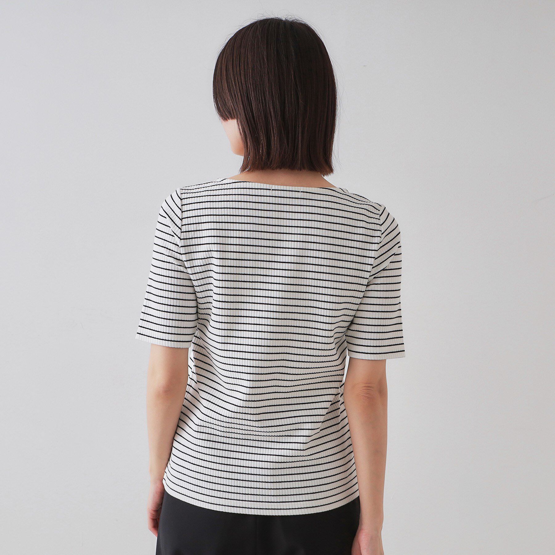 OPAQUE.CLIP「ボートネックリブカットソー【洗濯機洗い可】」|Tシャツ・カットソー|