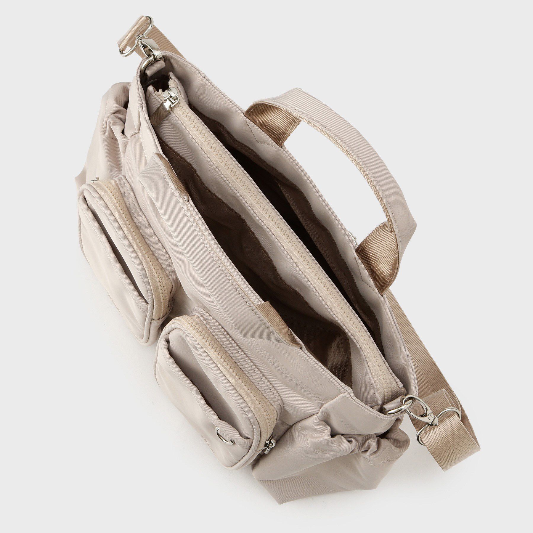 OPAQUE.CLIP「フロントWポケット3層デザインミドルトートバッグ【2WAY／マルチポケット】」|トートバッグ|