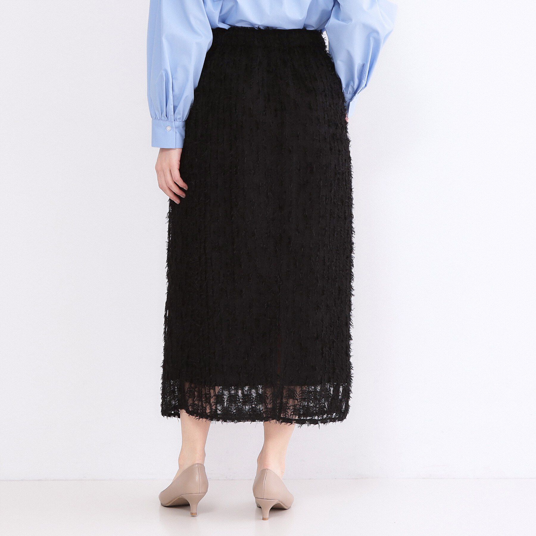 OPAQUE.CLIP「フリンジジャカードナロースカート【洗濯機OK】」|スカート|