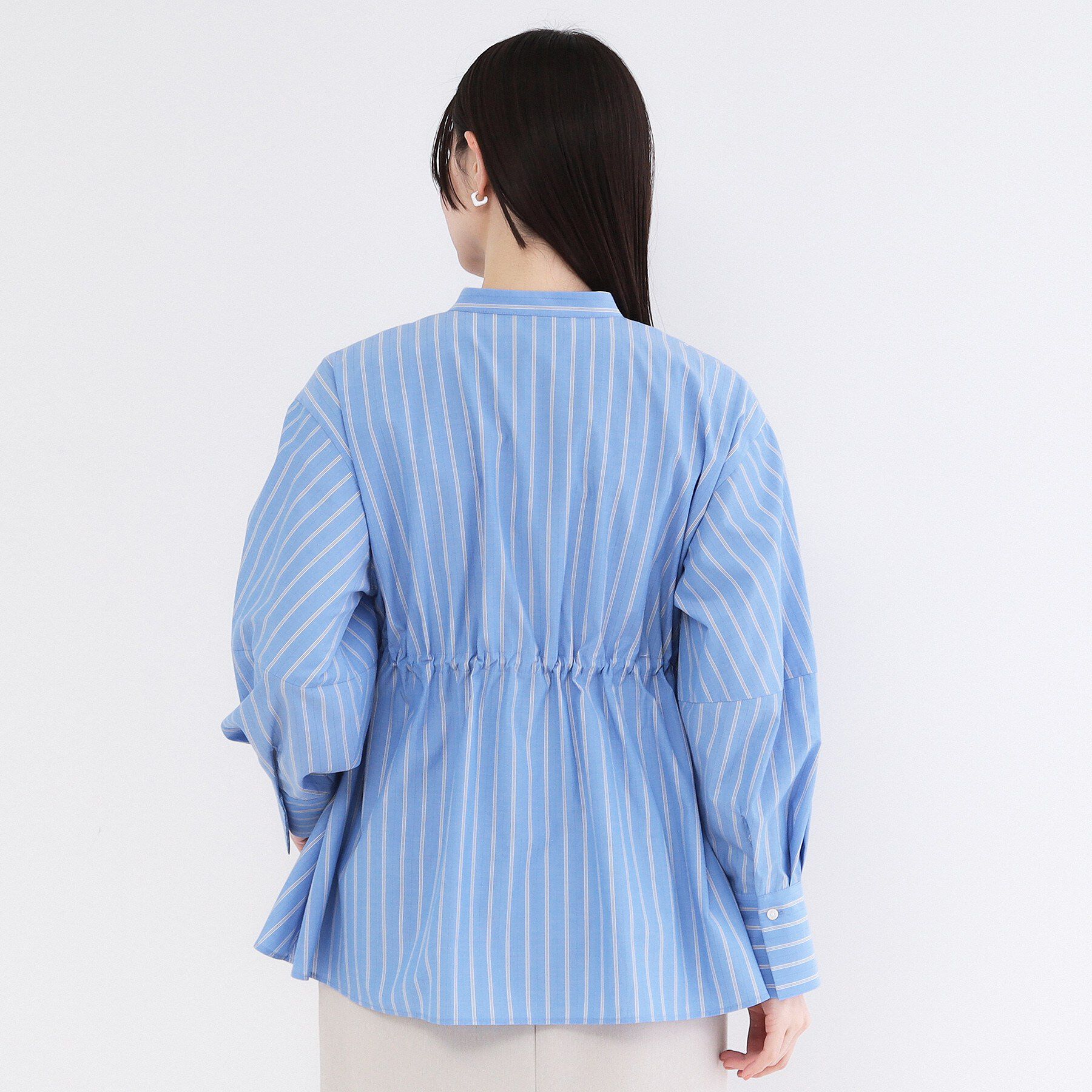 OPAQUE.CLIP「ストライプペプラムデザインブラウス【洗濯機OK】」|シャツ・ブラウス|