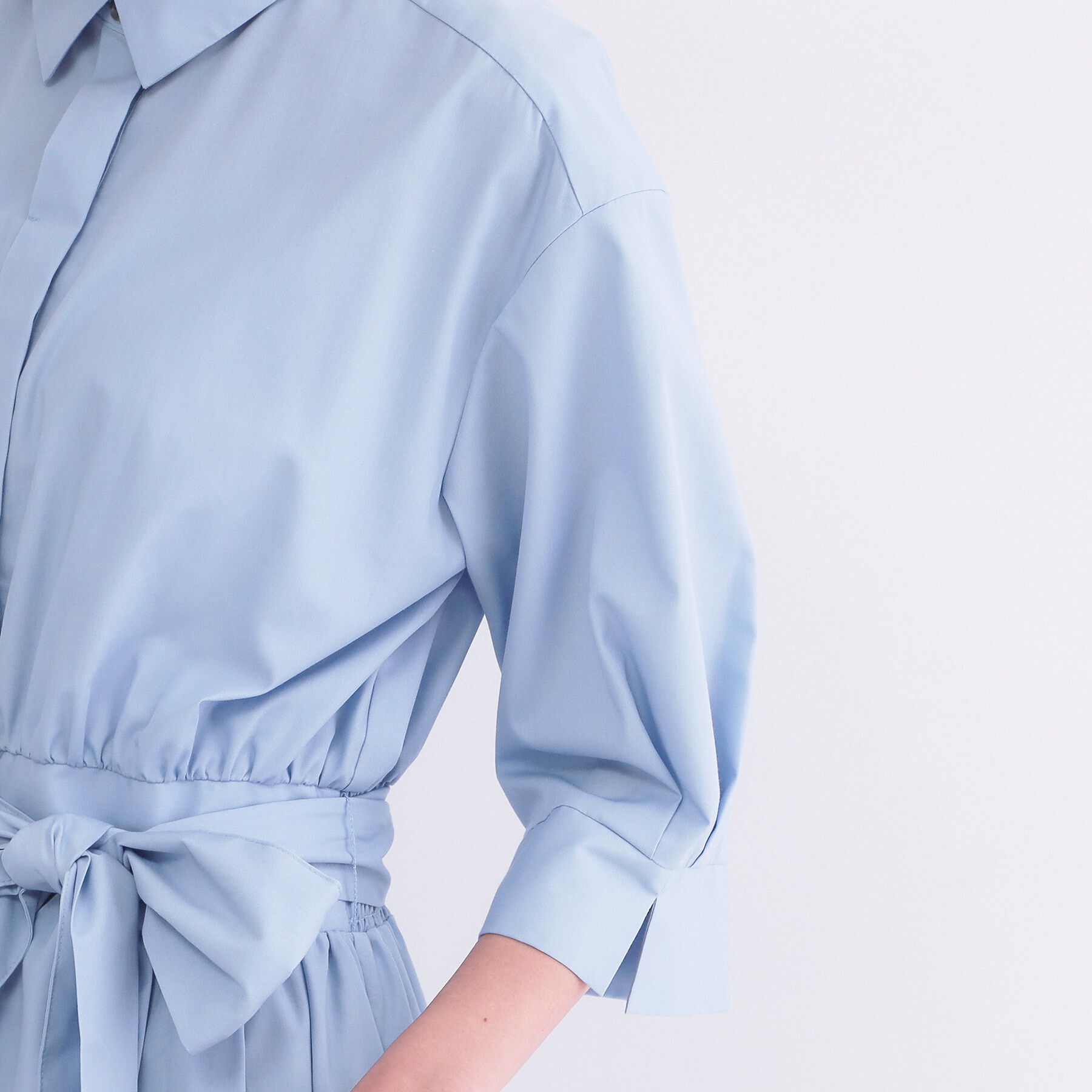 OPAQUE.CLIP「サッシュリボンベルト付きフレアシャツワンピース【洗濯機OK/防シワ加工】」|ワンピース|