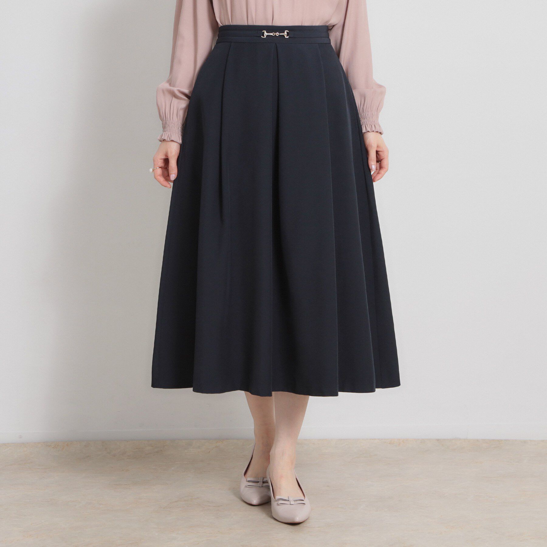 Couture broach「【洗える・通勤】ビットベルト タックスカート」|スカート|