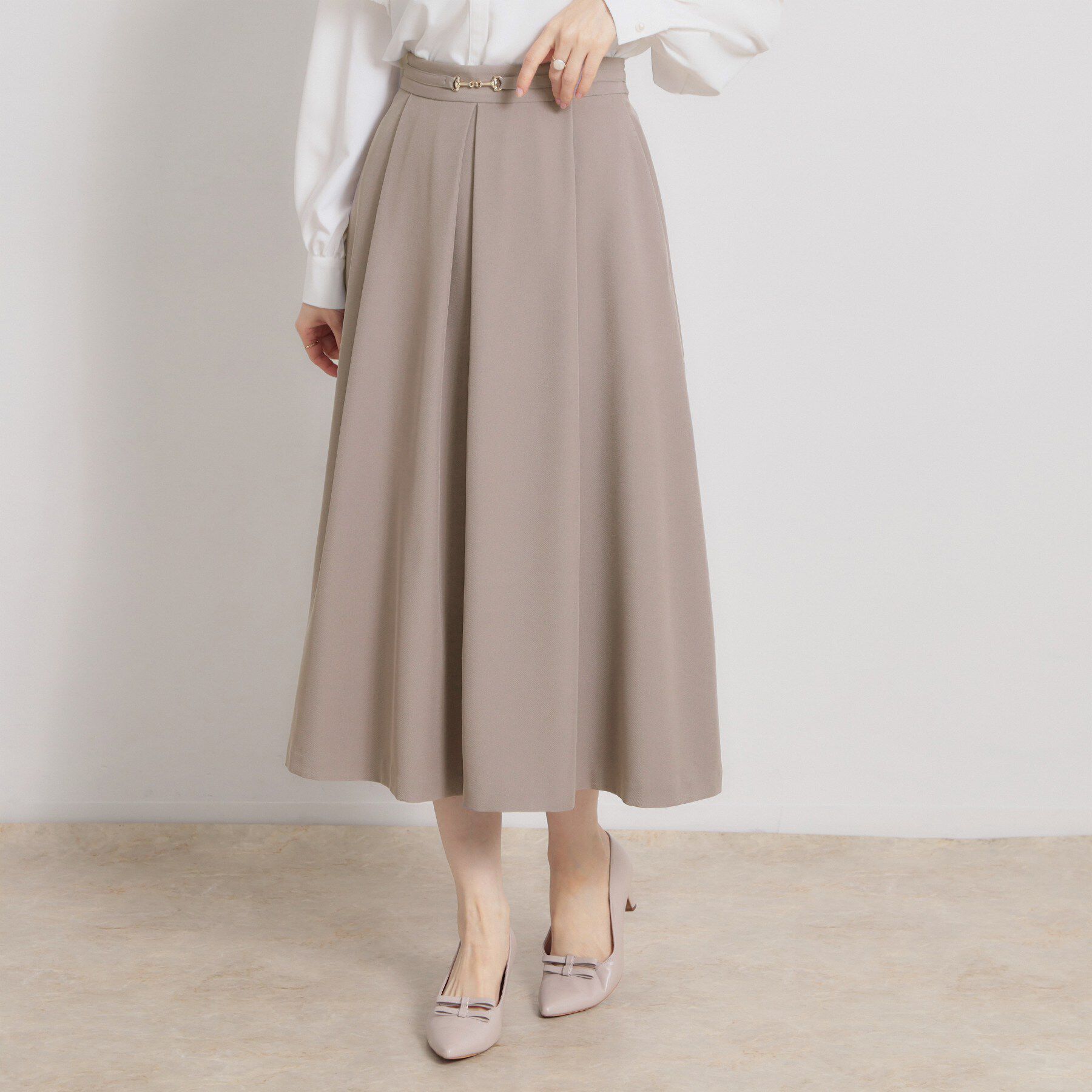 Couture broach「【洗える・通勤】ビットベルト タックスカート」|スカート|