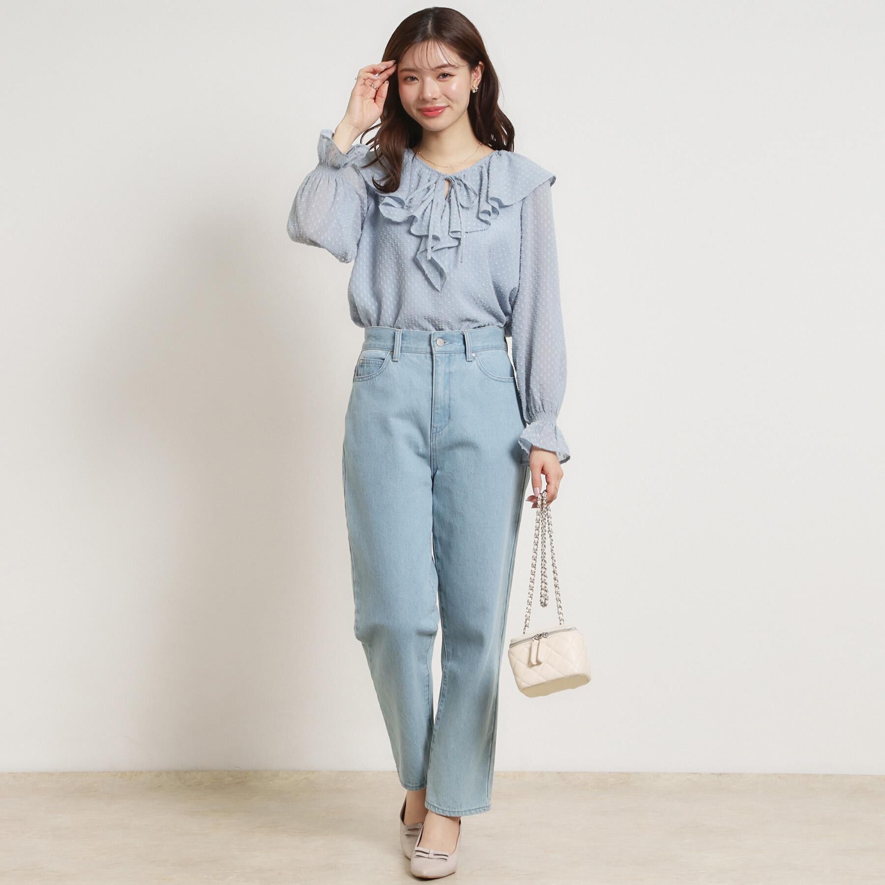 Couture broach「【着映え・洗える】ラメカットドビーフリルブラウス」|シャツ・ブラウス|