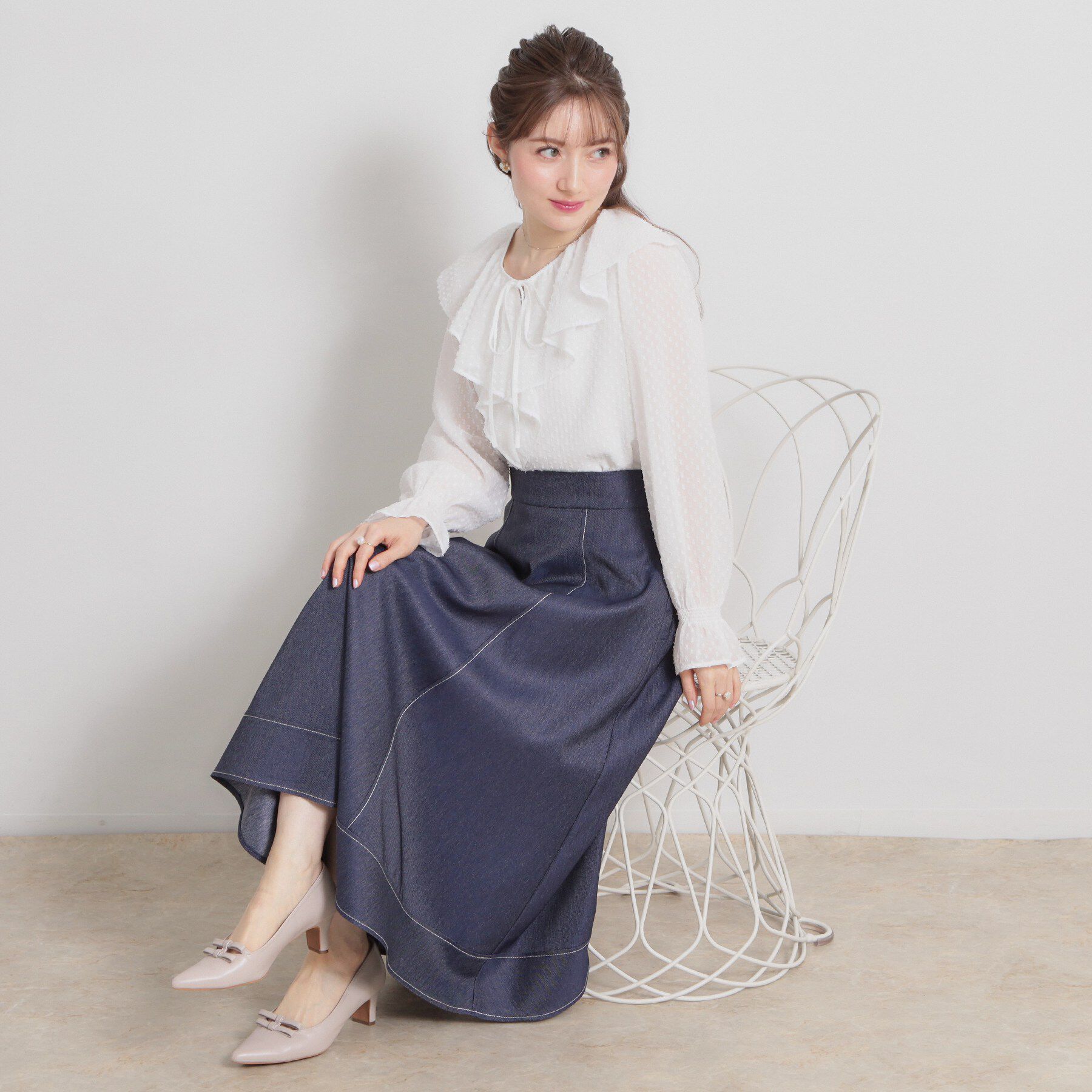 Couture broach「【着映え・洗える】ラメカットドビーフリルブラウス」|シャツ・ブラウス|