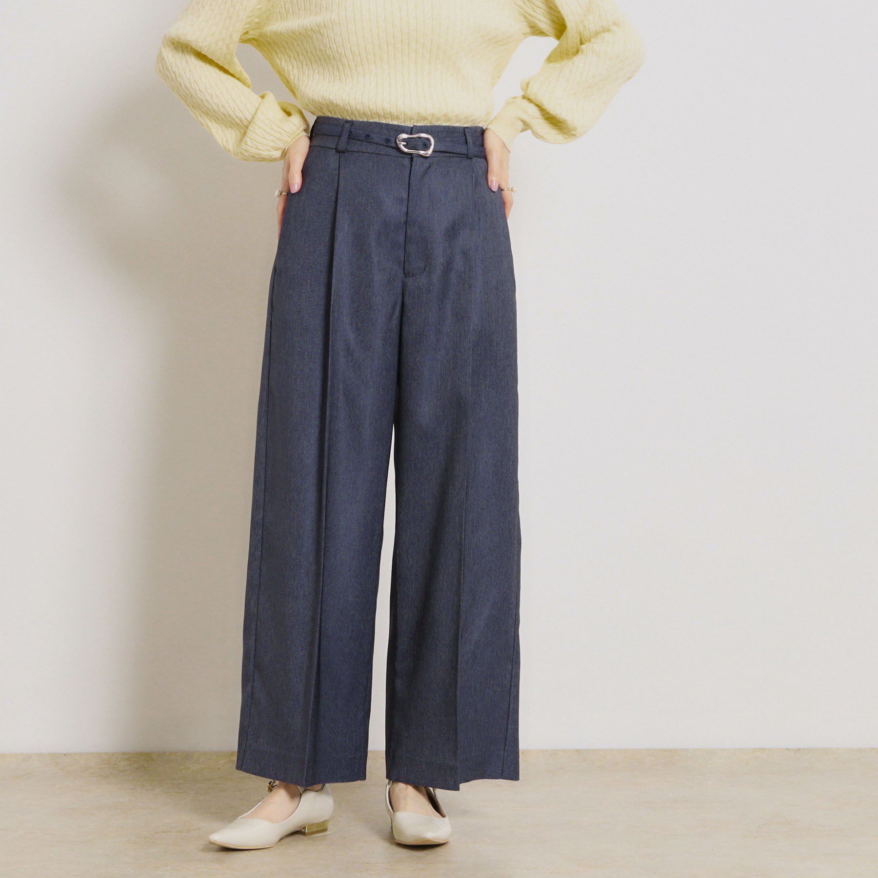 Couture broach「【洗える・S-LL】デニムライク ベルト付きパンツ」|その他|