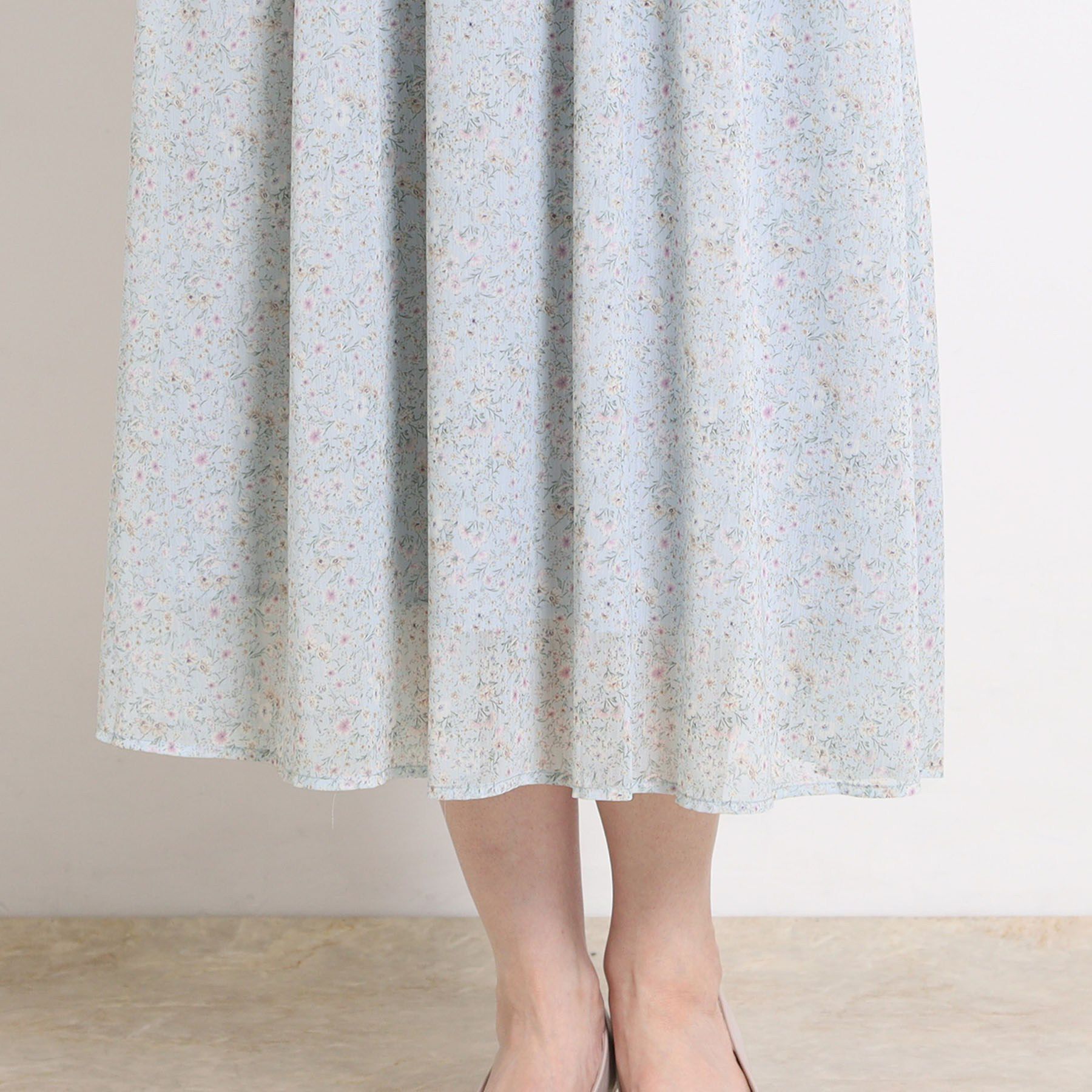 Couture broach「【洗える・着映え】楊柳小花シャーリングワンピース」|ワンピース|