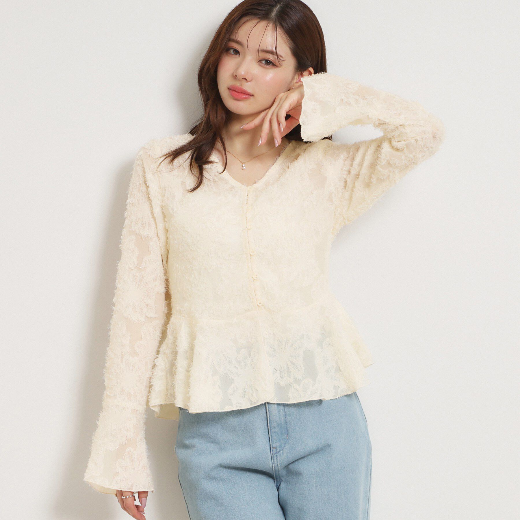 Couture broach「ペプラムフラワーモチーフブラウス」|シャツ・ブラウス|