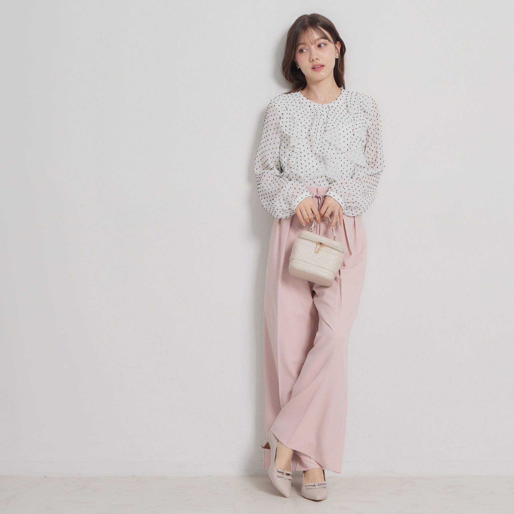 Couture broach「【洗える・着映え】ドビードット フリルブラウス」|シャツ・ブラウス|