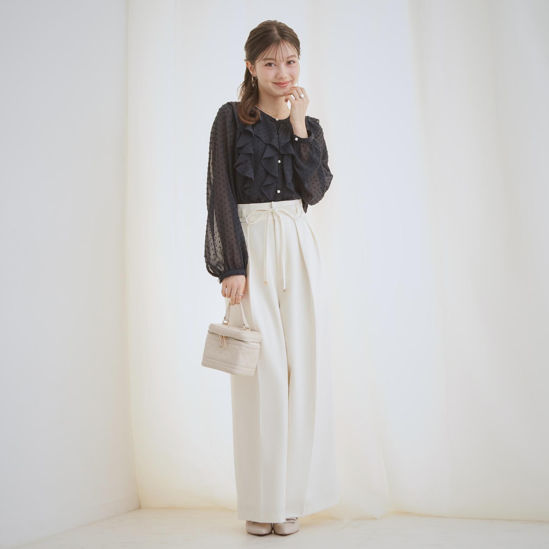 Couture broach「【洗える・着映え】ドビードット フリルブラウス」|シャツ・ブラウス|